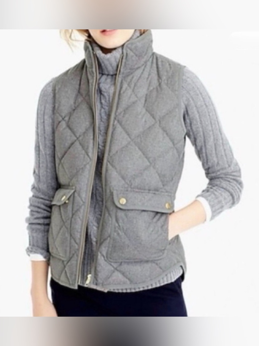 J. Crew Heather Gray Excursion Quilted Down Vest